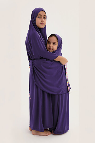 ALLNOORKİDS Islamic Children's Two-Piece Prayer Set Purple