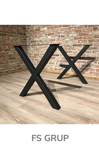 FSHOME FS GRUP | X Tip Metal Masa Ayağı – Mat Siyah Modern Masa Ayak Seti (Sa...