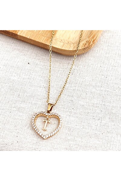 Siya Silver Zirkon Taşlı Kalpli Harfli Kolye - Hediye Kutulu