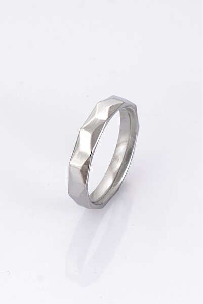 UKHWD SUPPLY 316L Steel Geometric Cut Silver Men's Ring