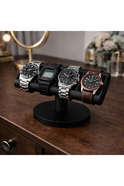 Genel Markalar Saat Standı Plastik Siyah Renk Saat Tutucu Kaydırmaz Pad