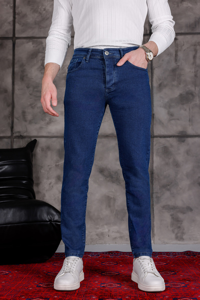 MODAMESTO Blugi slim din lycra albastru pentru bărbați