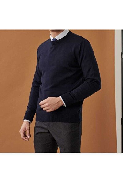 güncüoğlu Navy Blue Regular Fit Crew Neck Men's Sweater
