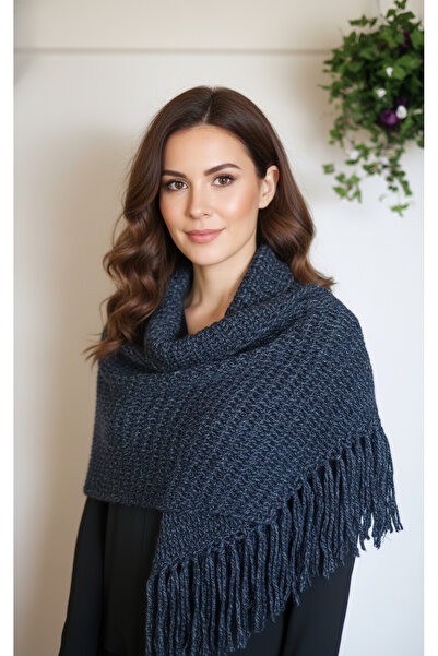 Knittingbirdshop Tunus İşi El Yapımı Şal – Yumuşak Yün Akrilik Karışımı Hediye