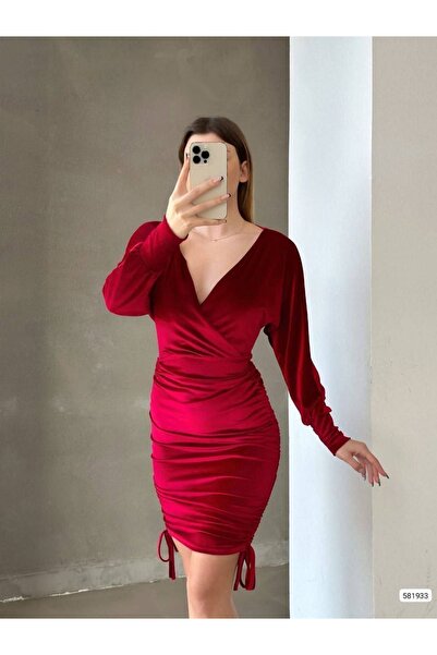 Esinty Γυναικείο γαμήλιο φόρεμα αποφοίτησης από βελούδινο ύφασμα με διπλό γιακά