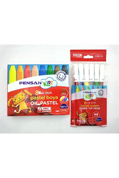 Pensan 8-Piece Pastel Crayon and 6-Piece Felt-Tip Pen Set