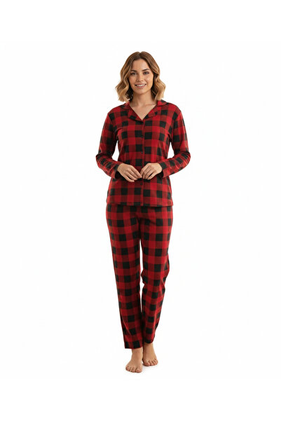 Sude Kadın Pijama Takımı Süet Düğmeli Uzun Kol