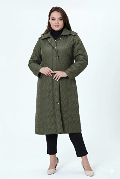 GLR&GYM MİHRİNAZ KADIN BÜYÜK BEDEN İÇİ TÜYLÜ KAPİTONE MONT