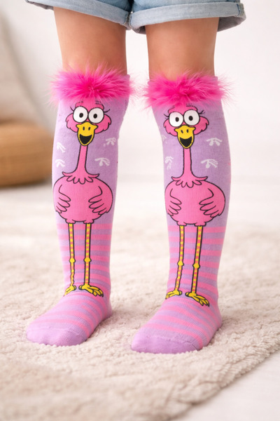 Katia&Bony Чорапи до коляното с шарка на пера за момиче