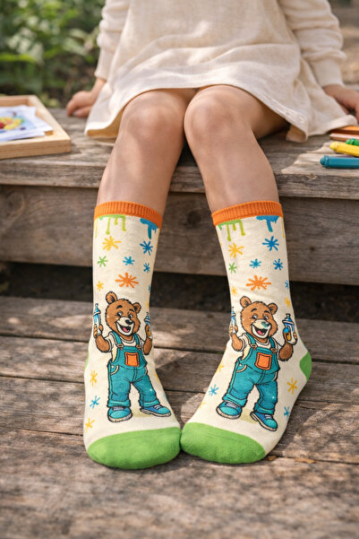 Katia&Bony Детски чорапи до коляното с плюшено мече