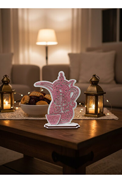 co arma زينة رمضان ديكورات مصنوعة يدوياً من الخشب بتصميم دلة وعبارات رمضان كريم