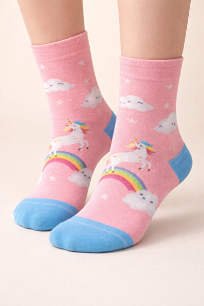 Katia&Bony Girl's Unicorn Patterned Socks Pink