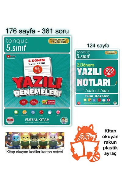 Tonguç Akademi 5. Sınıf 2. Dönem Yazılı Notları Ve Denemeleri Tüm Dersler 2025