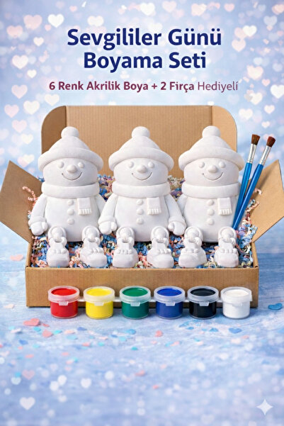 PRİNTELLA Yılbaşı Kardan Adam Boyama Seti 3’lü – 6 Renk Boya & 3 Fırça Hediye...