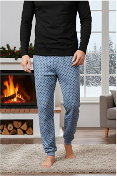 Pi Giyim Ανδρικές χειμερινές πιτζάμες με ριχτάρια άνετα μαλακά και χοντρά εσώ...