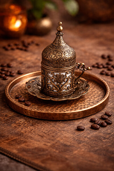 AcarHediyelik 1 Adet Kahve Espresso Fincan,Tabağı,Lale,Yeşil