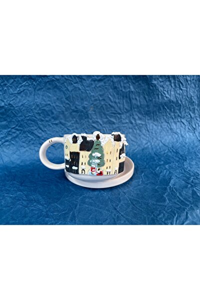 RinaSeramik Karlı Evler Seramik Mug