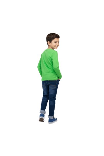 nk kids Erkek Çocuk Goal Baskılı Yeşil Sweatshirt %100 Pamuk Rahat Regular Fit
