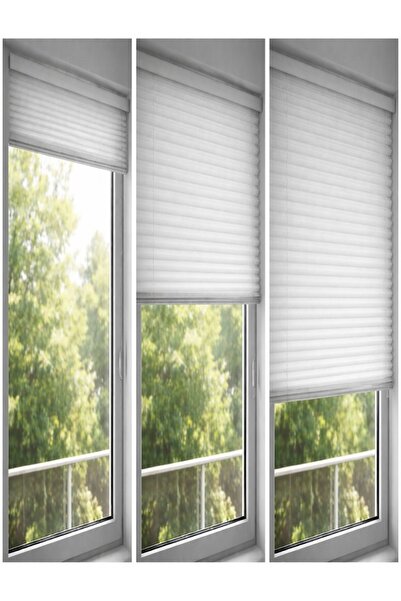 evmiaa Beyaz Katlanabilir cam balkon plise perde Ofis Perdesi Salon Perdesi