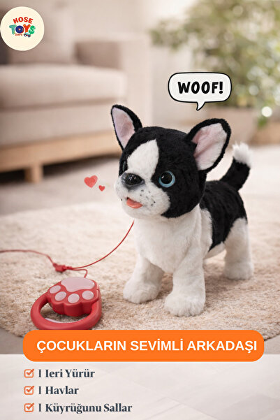 kosetoys Tasmalı Yürüyen Havlayan ve Kuyruk Sallayan Peluş Sevimli Köpek
