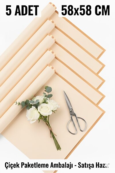 serap çiçekçilik 5 Adet Krem Gold Çizgili Paketleme Ambalajı Çiçek Paketleme