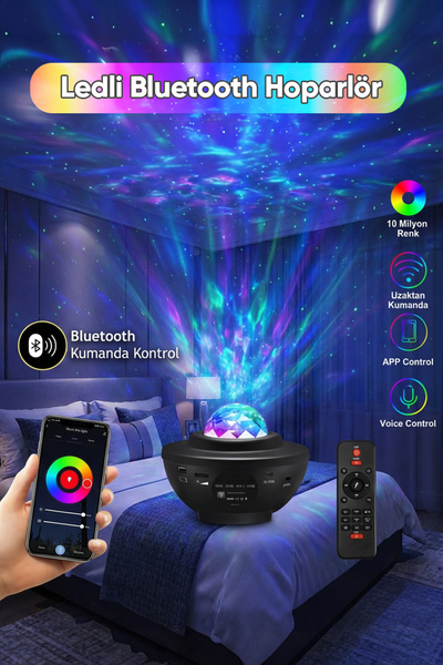 LUMINZO Led Sihirli Küre Bluetooth Müzik Çalar Kumandalı Usb Girişli Şarjlı P...