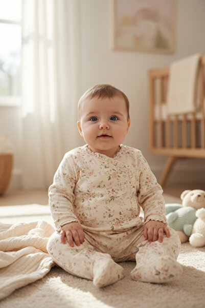 Babydola بذلة قطنية ممشطة مزينة بالزهور