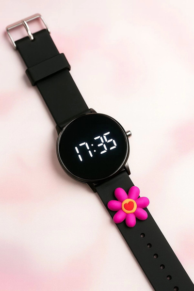 sezerekspres Children's Watch with Silicone Strap and Flower Emoji Led Childr...