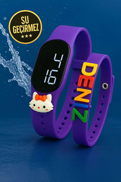 sezerekspres Çocuk Kol Saati Dokunmatik Led Su Geçirmez Ve Bileklikli Mor Ked...