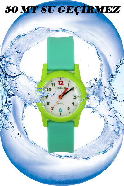 sezerekspres ساعة يد للأطفال مقاومة للماء روديوم تناظري (2213) (أخضر)