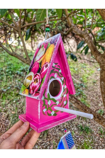 Home El Yapımı Ahşap Kuş Yuvası, 13x23x10 cm, Ev Bahçe Duvar Dekorasyonu İçin