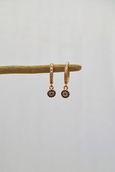 Sacce Scarves&Accessories Nazar Boncuklu Çelik Halka Küpe Gold Renk