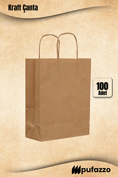 PUFAZZO Kraft Bag 25 Pieces - Twisted Handle, Unprinted, Durable Carrying Bag...