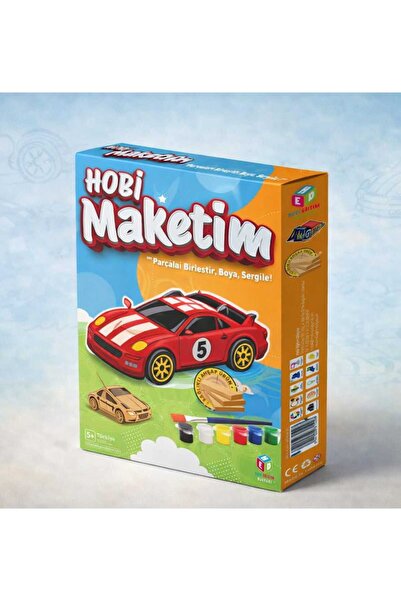 HOBİ Maketim Kırmızı Araba Ahşap Boyama Eğitsel Ahşap Oyun