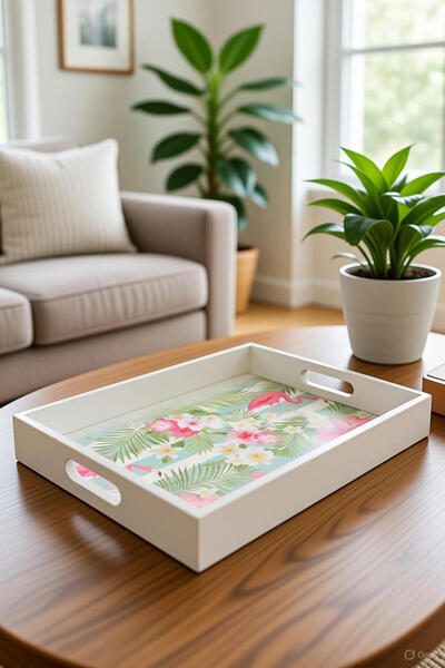 adresiburasi Ahşap Tepsi Desenli