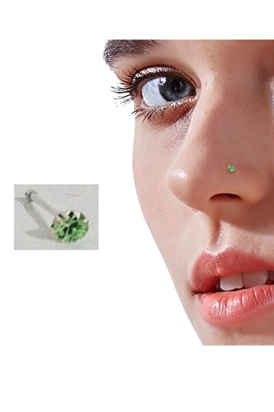 Begonia Accessories 925 Ayar Gümüş  3 mm Yeşil Zirkon Tek Taş Hızma