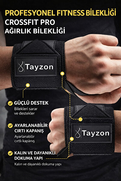 Tayzon Profesyonel Fitness Bilekliği Fitness Crossfit Pro Ağırlık Bilekliği Wrist Wraps Fitness Bilekliği
