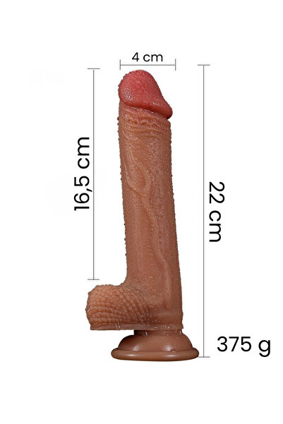 Kulis Grup 22 Cm Damarlı Esnek Realistik Vantuzlu Yapay Penis Esmer Kalın Dildo