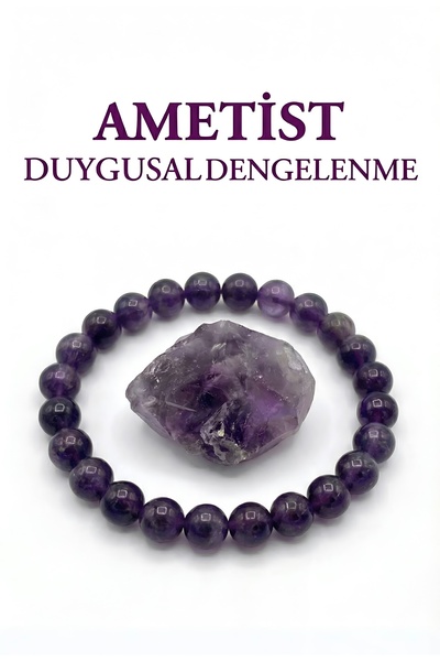 Yudi Atelier Ametist Doğal Taş Bileklik - En Üst Kalite - Rahatlatıcı ve Deng...