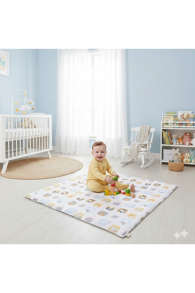 SALLHOMEE Pastel Hayvan Desenli Oyun Halısı Yumuşak Pamuklu, Unisex