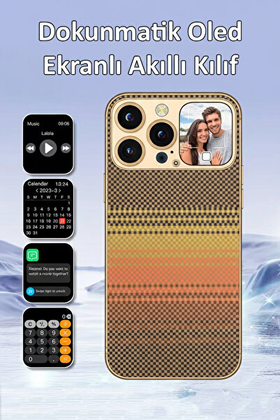 Tekvora 14 Pro Max AMOLED Ekranlı Kılıf | Karbon Fiber | MagSafe Uyumlu | Kam...