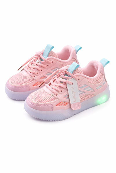 Superbaby Adidași roz pentru fete pentru primii pași, cu dungi colorate și lu...