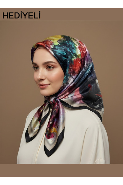 Picasso وشاح كريستالي أسود بمظهر حريري – تصميم أنيق من التويل 90×90