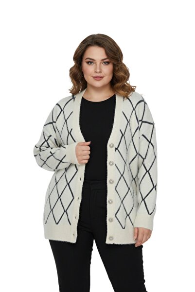 BAGLAN Жіночий трикотажний кардиган з ґудзиками та візерунком «баклава» 5100 ...