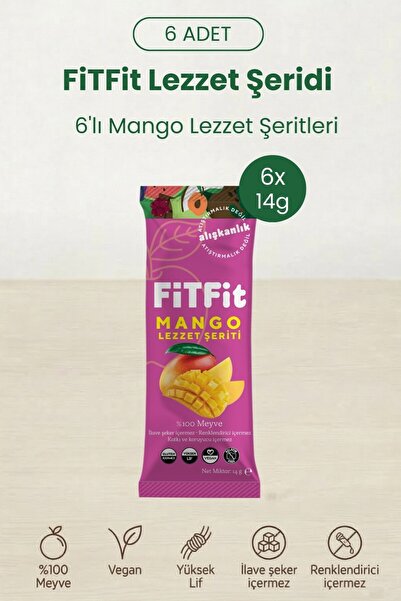 FitFit Mango Lezzet Şeriti | Doğal Meyve Pestili Şekersiz Sağlıklı Atıştırmal...