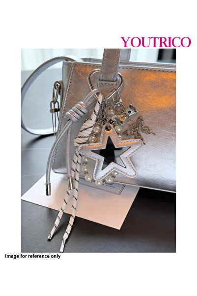 Youtrico سلسلة مفاتيح مصنوعة يدويًا على شكل نجمة مرآة - حقيبة دوبامين حبل مضف...