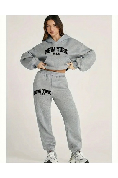 LELVANİ طقم بدلة رياضية نسائية باللون الرمادي New York