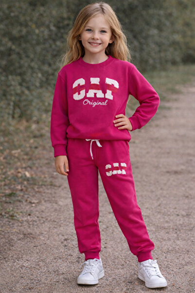 NOBLEKIDS طقم علوي وسفلي مطرز باللون الفوشيا – للفتيات، من 3 إلى 10 سنوات