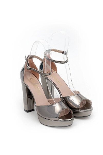 Miss Mitto Pantofi de damă Platinum Mirror cu vârf deschis, cu platformă înal...