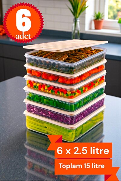 Herza House Set of 6 Freshbox Storage Containers Suitable for Microwave and F...